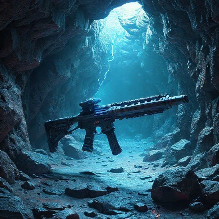 Un arma cavernicola en el futuro, estilo Ciberpunk
